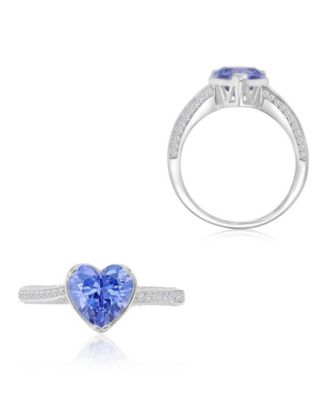 Heart-Shaped Tanzanite (3.45 ct. t.w.) & Cubic Zirconia (3.467 ct. t.w.) Ring in Rhodium Over Sterling Silver