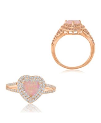 Pink Cubic Zirconia (0.86 ct. t.w.) and Opal Heart Ring