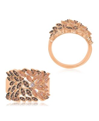 Morganite Blossom (1.02 ct. t.w.) & Cubic Zirconia (0.73 ct. t.w.) Ring in 14k Rose Gold Over Sterling Silver