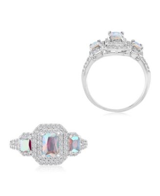 Emerald Aurora Borealis (2.51 ct. t.w.) & Cubic Zirconia (2.51 ct. t.w.) Ring in Rhodium Over Sterling Silver