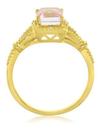 Diamond (0.017 ct. t.w.) & Morganite (1.55 ct. t.w.) Quartz Ring in 10k Yellow Gold