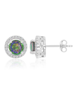 Diamond (0.21 ct. t.w.) and Mystic Green Stud Earrings