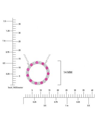 Created Pink Sapphire (0.22 ct. t.w.) and White Sapphire (0.33 ct. t.w.) Open Circle Necklace in Rhodium Over Sterling Silver