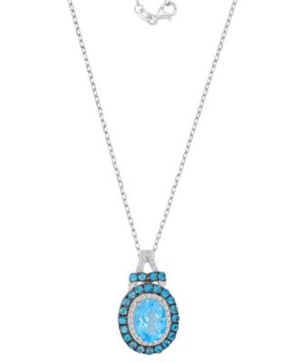 Blue Topaz (0.84 ct. t.w.) & Created Sapphire (0.15 ct. t.w.) Necklace in Rhodium Over Sterling Silver