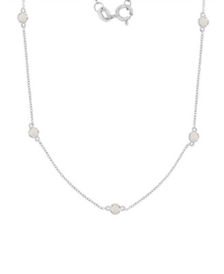 Created Opal (0.35 ct. t.w.) Station Necklace in Rhodium Over Sterling Silver
