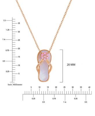 Diamond (0.006ct. t.w.), Pink Sapphire (0.21 ct. t.w.) & Pink Imitation Pearl Slipper Necklace in 14K Rose Gold Over Sterling Silver