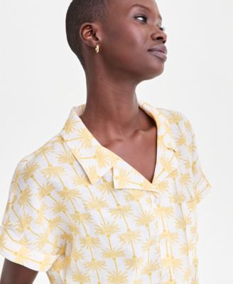Women's 100% Linen Tie-Front Shirt