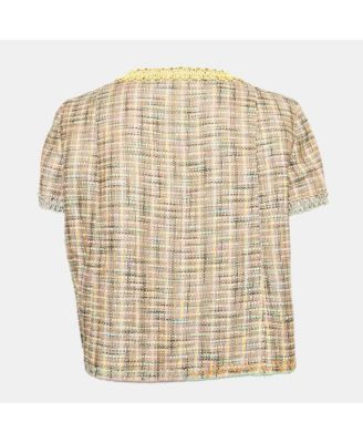 Women's Cheap And Chic Multicolor Tweed Short Sleeve Jacket