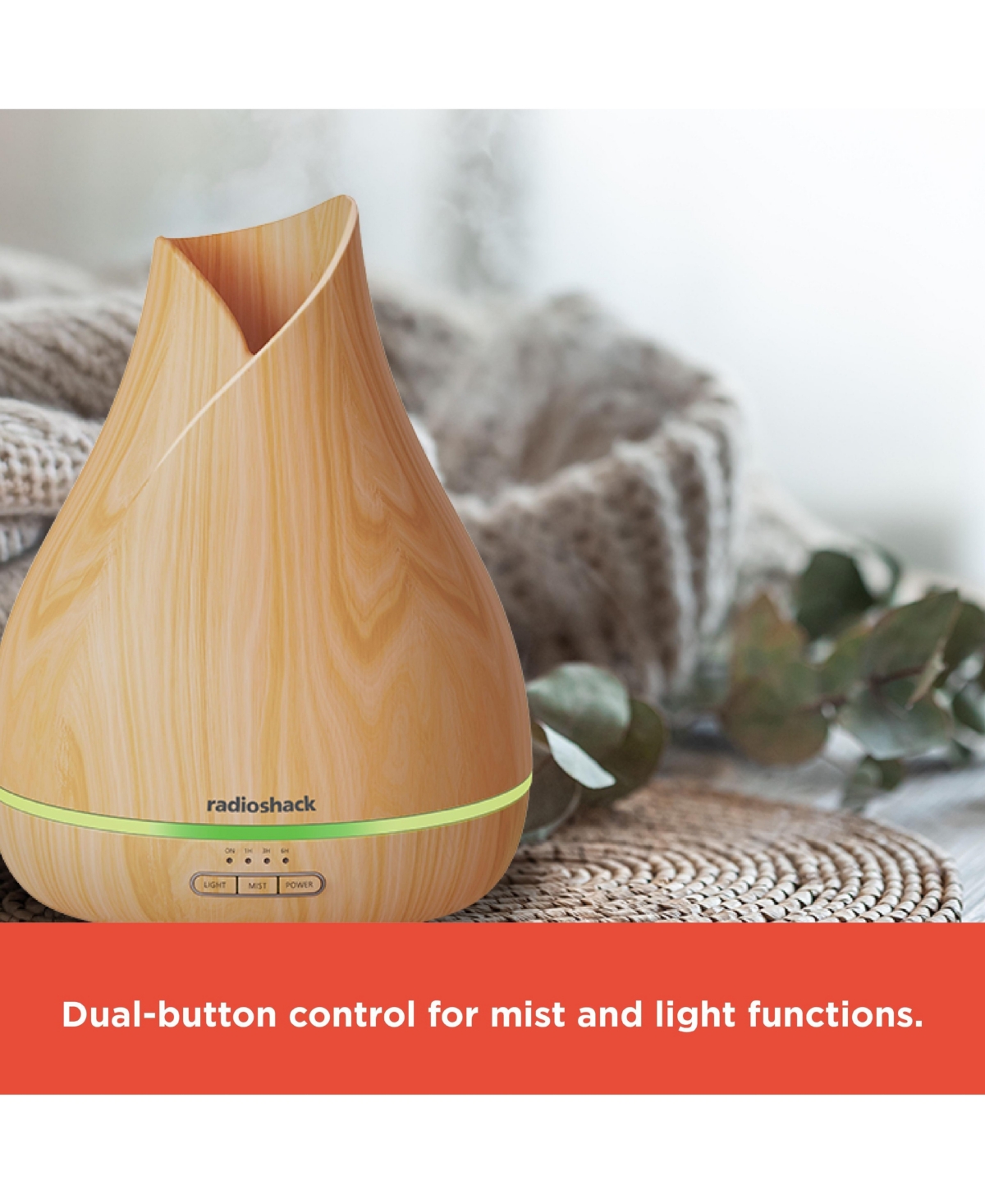 RadioShack Aroma Diffuser 500 ml Tank With Wooden Finish and Rgb Lights For Relaxation and Gentle Humidity