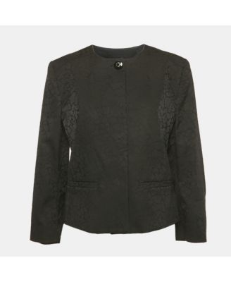Women's Jeans Black Jacquard Button Front Jacket