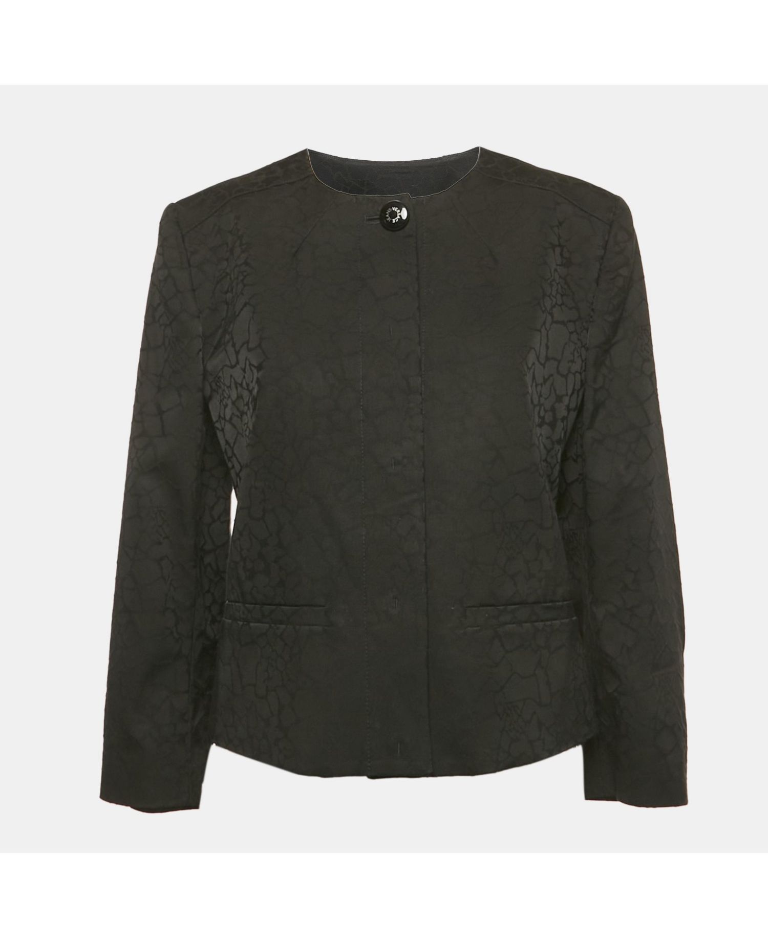 Women's Jeans Black Jacquard Button Front Jacket