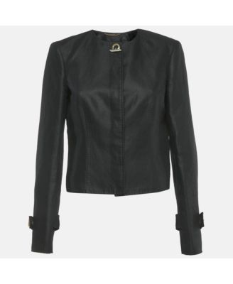 Women's Black Cotton Blend Button Front Jacket