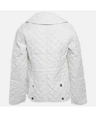 Women's Brit White Synthetic Quilted Button Front Jacket