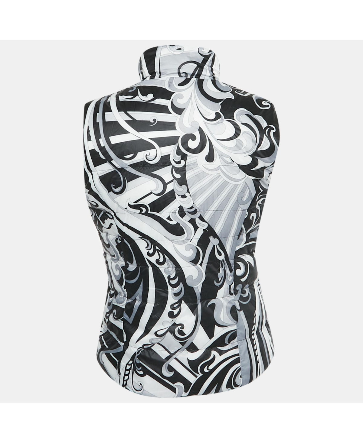 Pre-Owned Emilio Pucci Women's Purple/black Printed Nylon Down Vest