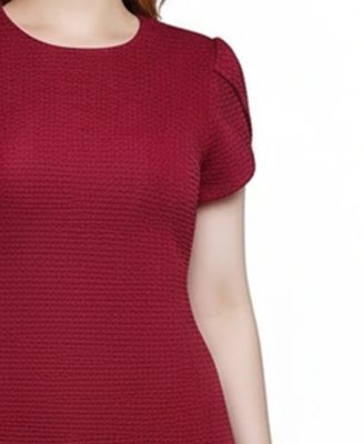 Petite Petal Sleeve Textured Knit Dress