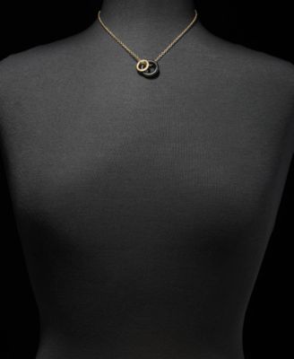 Jet Double Ring Pendant Necklace