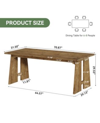 70.87" Dining Table for 6-8, Solid Wood Rectangle Kitchen Table with Heavy-Duty Legs, Modern Kitchen and Dining Room Furniture