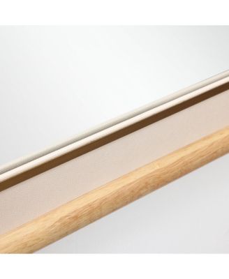 Rounded Rectangle Decorative Wall Mirror, 35" Rubberwood Frame with PU Leather Accent