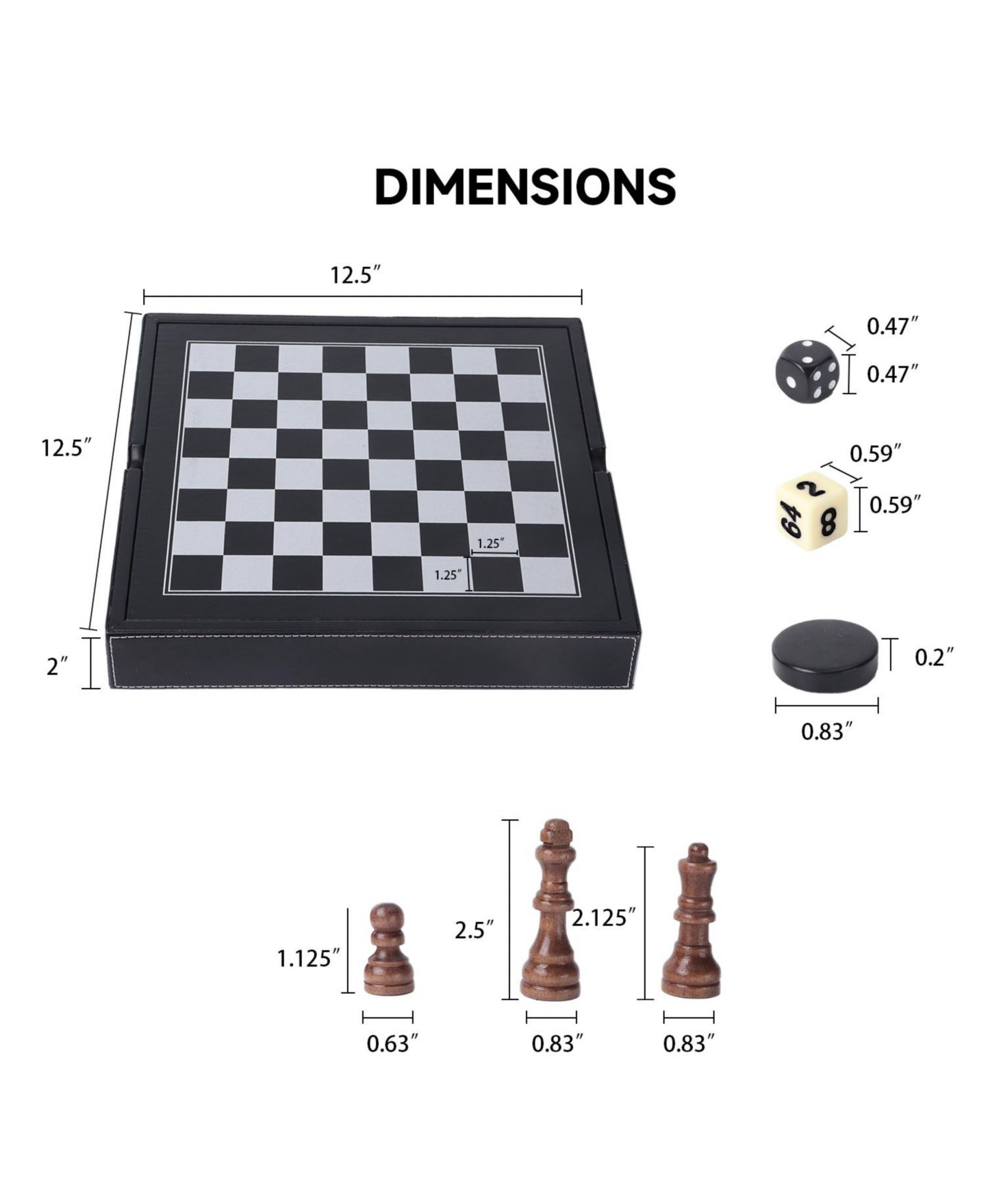 Детские настольные игры GSE Games & Sports Expert 12.5" Premium Leather 3-in-1 Chess, Checkers and Backgammon Board Game, от 3 лет — фото 5