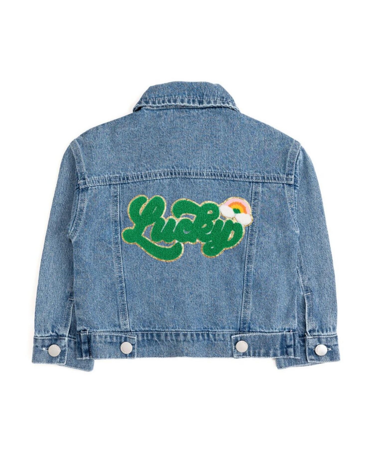 Sweet Wink Little Girls Lucky Rainbow Patch St. Patrick's Day Denim Jacket