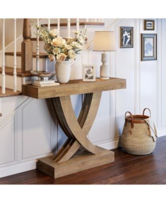 43.3 Inch Entryway Table, Farmhouse Wooden Console Table Behind The Couch, Rectangular Sofa Table for Entrance, Hallway, Living Room, Foyer