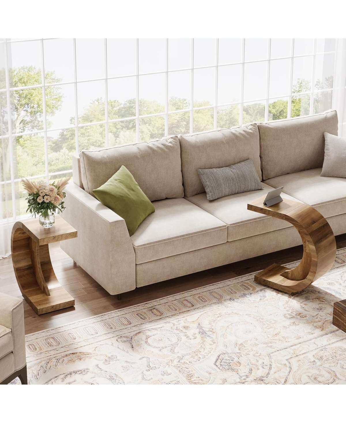 Tribesigns C-Shaped End Table Set of 2, Side Table for Couch Sofa Living Room Bedroom Small Space, Nightstand