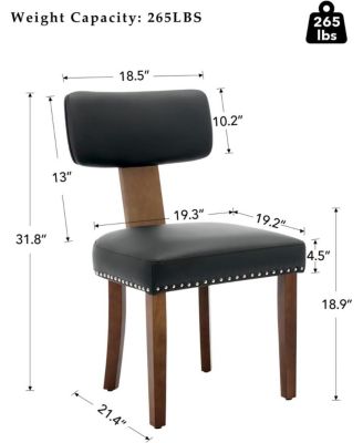 Dining Chairs Modern Leather Kitchen Chairs,Upholstered Side Chairs,Curved Backrest Dining Chairs with Hardwood Frame