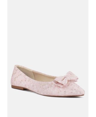 Womens cicely jacquard bow embellished ballet flats