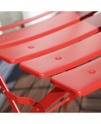 3-Piece Bistro Set, Folding Outdoor Patio Furniture Set with 2 Powder-Coated Steel Chairs & 1 Table