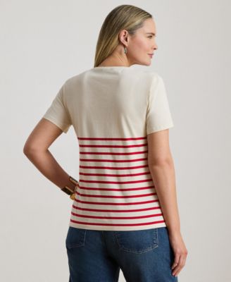 Plus Size Katlin Mascarpone Striped Crewneck T-Shirt