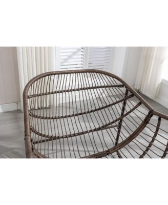 Outdoor Rattan Rocking Chair Padded Cushion Oversized Steel Frame Rocker Recliner for Front Porch Patio Garden Living Room