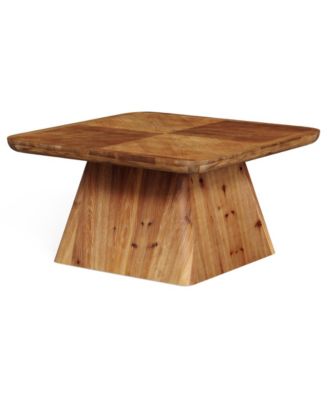 Vintage Solid Wood Coffee Table, 31.5" Square Coffee Table for Living Room, Classic Living Room Center Tables, Brown