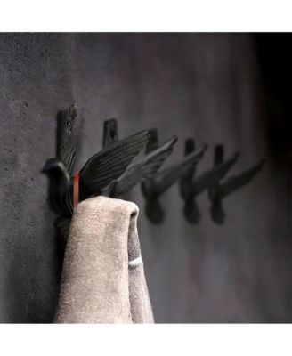 Rustic Cast Iron Pigeon Coat Hooks - 5 Pack