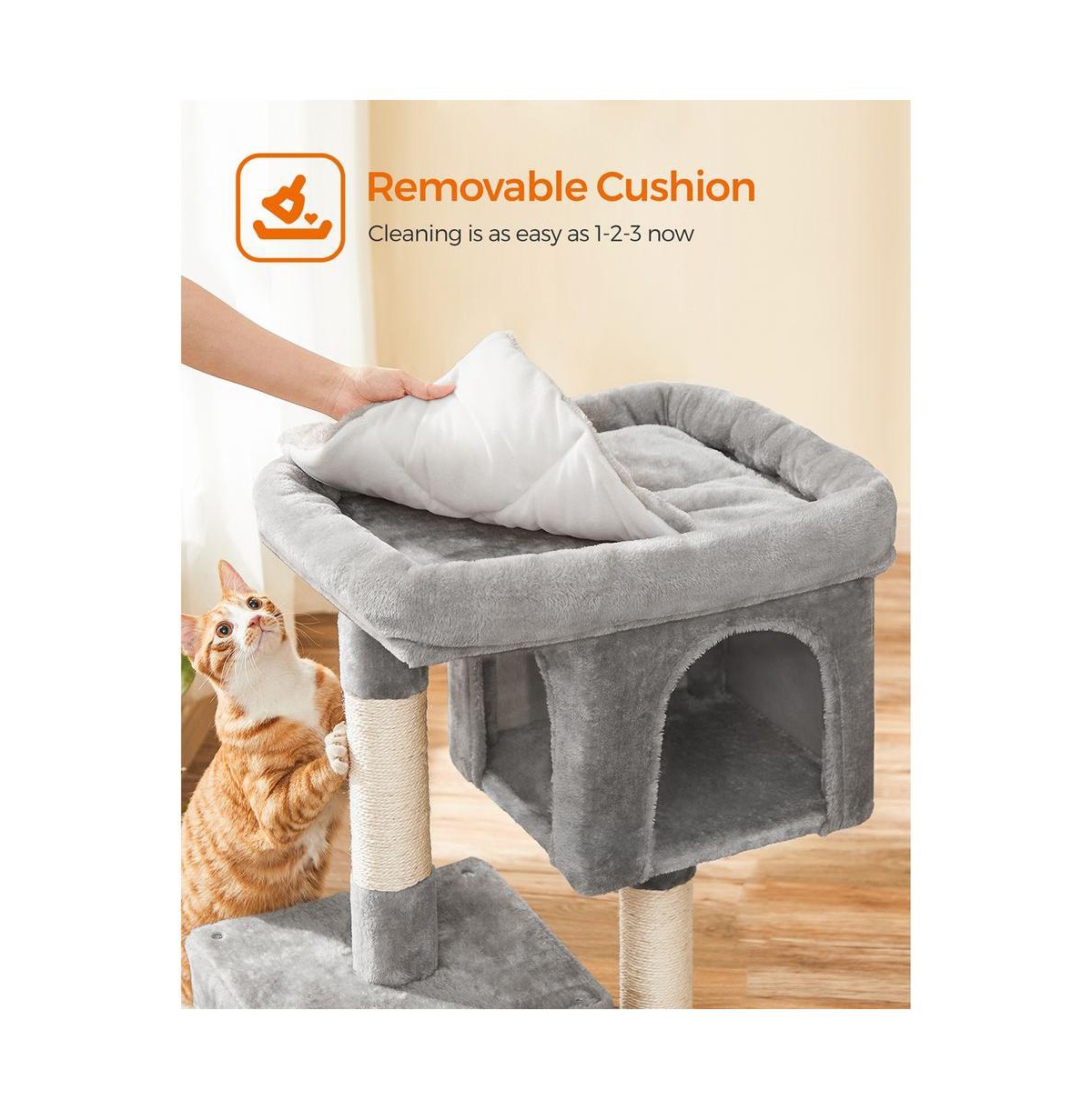 Cozito 39.8-Inch Cat Tower for Extra Large Cats up to 44 lb: Large Perch, 2 Cat Caves, Scratching Posts