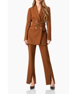 Women's Straight-Leg Trousers with Leg Slits