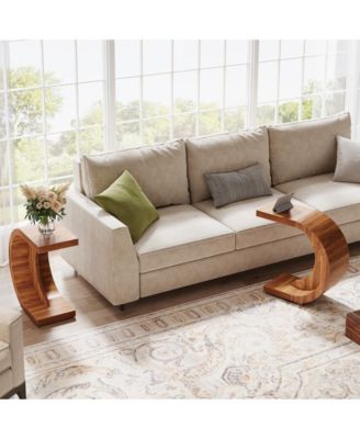 C-Shaped End Table Set of 2, Side Table for Couch Sofa Living Room Bedroom Small Space, Nightstand