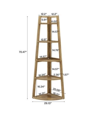 70 inch Tall Corner Shelf, 5 Tier Modern Corner Bookshelf Bookcase Industrial Corner Ladder Shelf Plant Stand