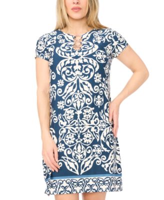 Petite 3-Ring Keyhole Neck Dress