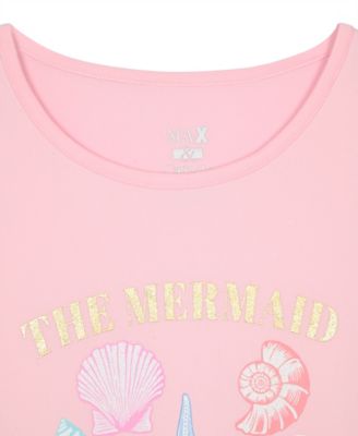 Girls' 7-16 Mermaid Top, Shorts & Scrunchie, 3-Piece Pajama Set