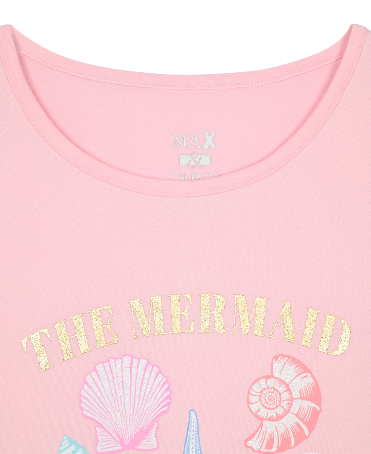 Max & Olivia Girls' 7-16 Mermaid Top, Shorts Scrunchie, 3-Piece Pajama Set