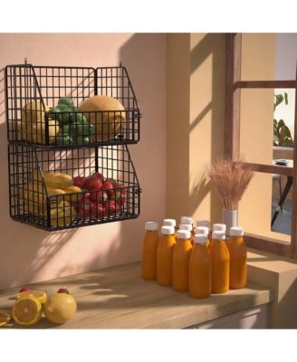 3-Pack Stackable Wire Baskets for Kitchen, Closet, Pantry