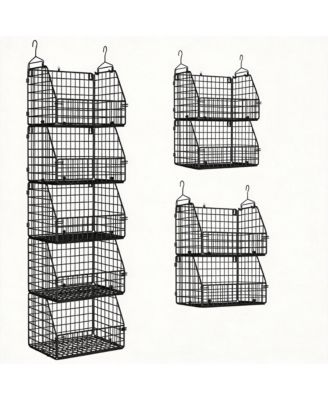 5-Piece Stackable Wire Storage Baskets - Versatile for Kitchen, Closet, Pantry