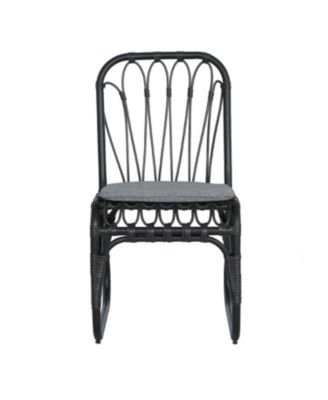 Set of 2 Outdoor PE Wicker Dining Chairs Washable Cushions Rust Resistant Iron Frame for Backyard Poolside Garden Patio