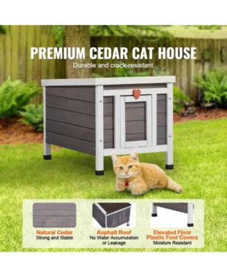 Weatherproof Outdoor Cat House Shelter with PVC Door Flaps and Open Roof