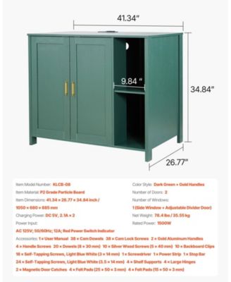 41.3" Litter Box Enclosure Cabinet with Drawer, Detachable Divider, and Built-In Power Outlet, Fits Most Smart Litter Boxes