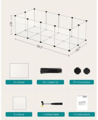 Cat Litter Box Enclosure with Removable Divider, Modular PP Panels, Easy Assembly, 56.3" L