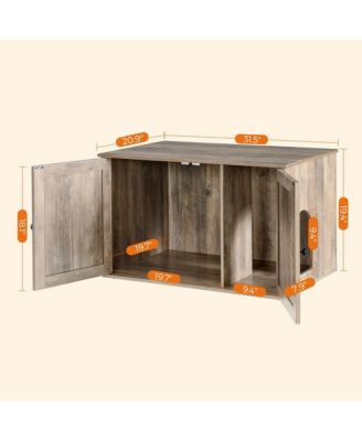 Litter Box Enclosure Cabinet with Divider, Barn-Style Doors, Hidden Cat Washroom Furniture, Indoor Use