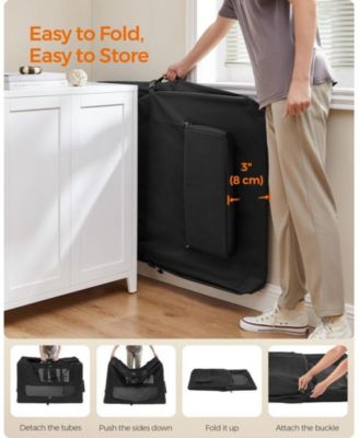 48" Foldable Soft Dog Crate, Portable Carrier with Steel Frame, Mesh Windows, Storage Pockets, 92–110 lb