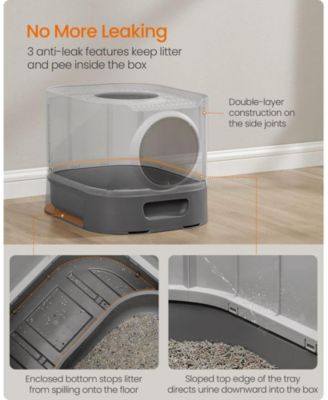 XL Enclosed Cat Litter Box with Slide-Out Tray, Grate Top, Leak-Resistant Base, 3-Mode Door