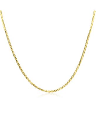 Strong 2MM Gold Plated .925 Sterling Silver Rope Cable Chain Necklace 20 Inch